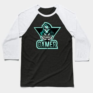 Gamer Skull Reaper Graphic - Game all Night Baseball T-Shirt